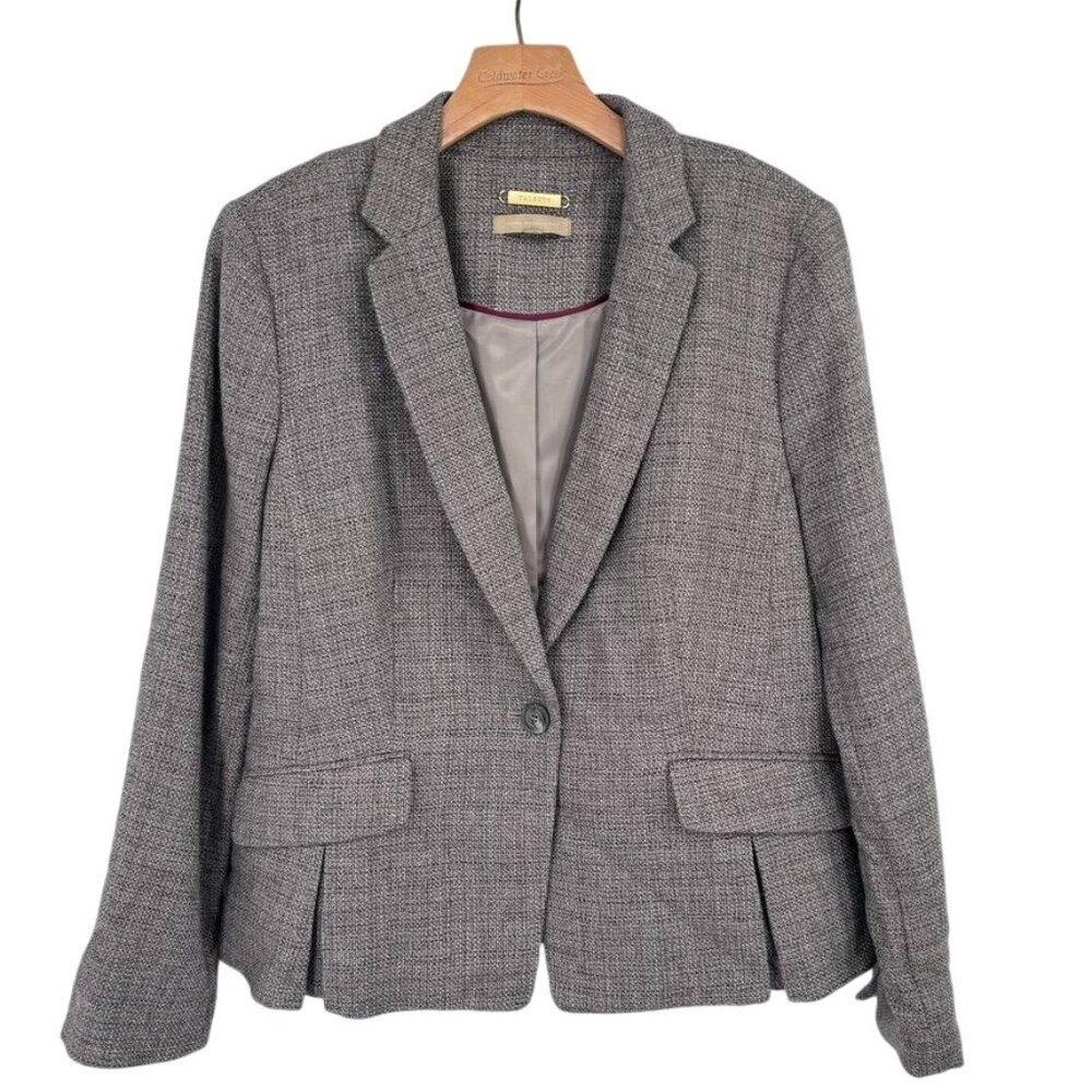 Talbots Italian Woven wool blend Womens Blazer Jacket Gray Tweed Size 12